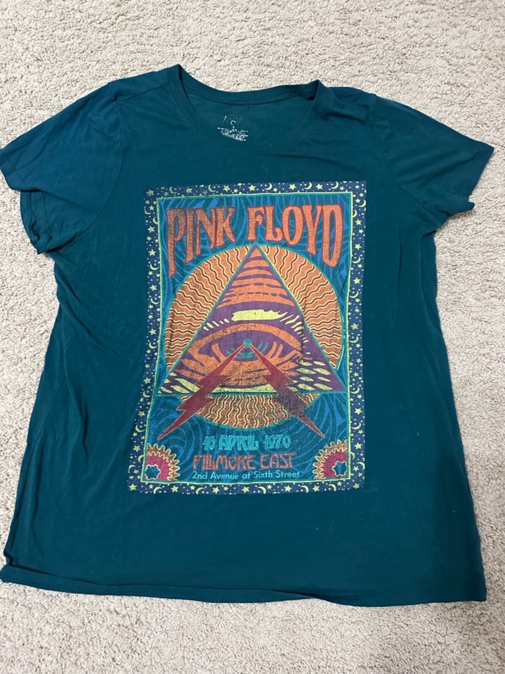 Pink Floyd Teal Graphic Pyramid Tour Tee